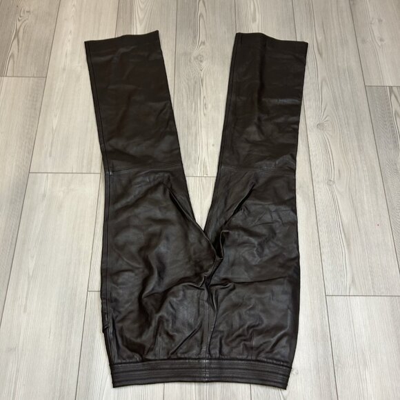 Etcetera Brown Leather Pants Trousers Womens Size 4 Lined - 30” Inseam - Picture 10 of 10